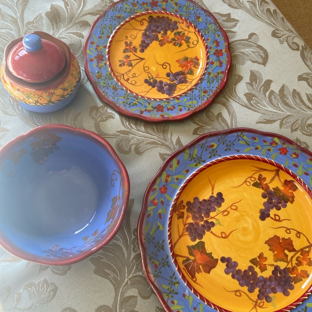 Colorful ceramic blue dishes - 4 pieces